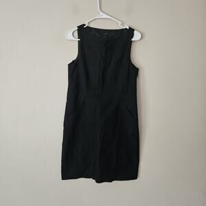 Theory Dress Black Knee Length Sleeveless Round Neck Size Small